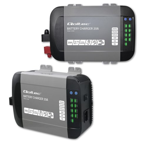 Qoltec Inteligentna ładowarka Monolith do akumulatorów LiFePO4 AGM GEL SLA | 20A | 12V