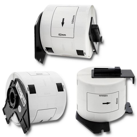 Qoltec Taśma do BROTHER DK-11202 | 62mm x 100mm | 300 etykiet | Biała/ Czarny nadruk | Rolka z uchwytem