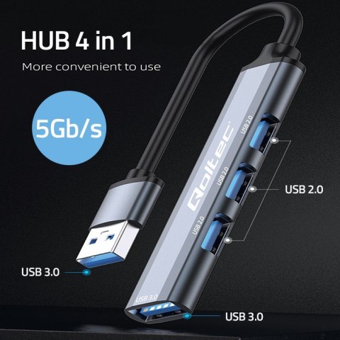 Qoltec Hub Adapter USB 3.0 4w1 | USB 3.0 | 3x USB 2.0
