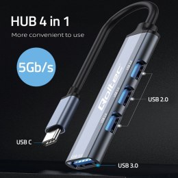 Qoltec Hub Adapter USB-C 3.1 4w1 | USB 3.0 | 3x USB 2.0