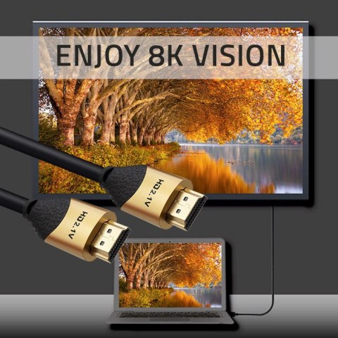 Qoltec Kabel HDMI v2.1 Ultra high speed 8K | 60Hz | 26AWG | GOLD | 5m