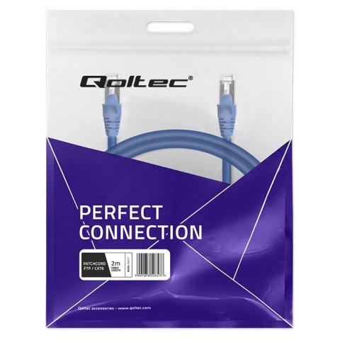 Qoltec Kabel Patchcord FTP | CAT6 | 2 x RJ-45 | 2m | High speed | Gold | Ekranowany