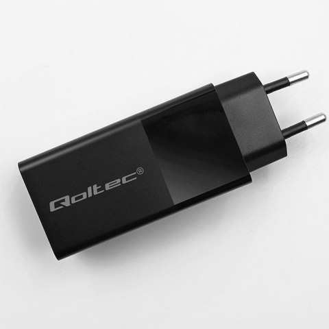 Qoltec Ładowarka GaN POWER PRO | 1xUSB-C | 1xUSB | 100W | 5-20V | 1.5-5A | PD | Laptop | Smartfon | Czarna