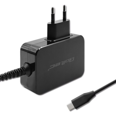 Qoltec Ładowarka GaN POWER PRO | 1xUSB-C | 45W | 5-20V | 2.25-3A | Laptop | Smartfon | Czarna
