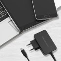Qoltec Ładowarka GaN POWER PRO | 1xUSB-C | 45W | 5-20V | 2.25-3A | Laptop | Smartfon | Czarna