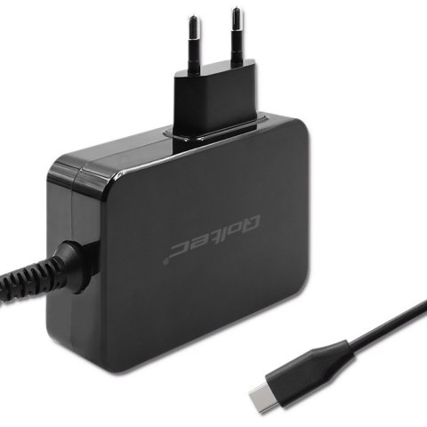 Qoltec Ładowarka GaN POWER PRO | 1xUSB-C | 90W | 5-20V | 3-4.5A | Laptop | Smartfon | Czarna