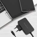 Qoltec Ładowarka GaN POWER PRO | 1xUSB-C | 90W | 5-20V | 3-4.5A | Laptop | Smartfon | Czarna