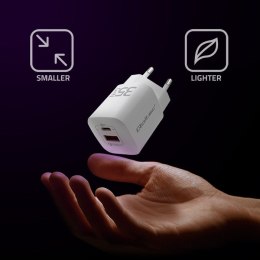 Qoltec Ładowarka sieciowa 35W GaN ULTRA | 5-20V | 2.25-3A | 1 x USB typ C PD | 1 x USB QC 3.0 | Biała