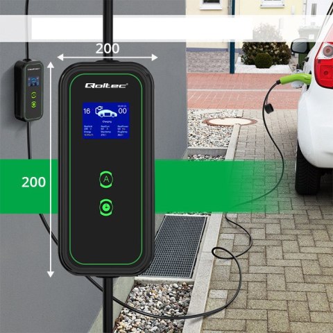 Qoltec Mobilna ładowarka do samochodu elektrycznego EV z regulacją 2w1 Typ2 | 7kW | 230V | LCD | Przenośna | Wallbox | 5m