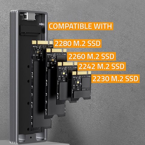 Qoltec Obudowa | kieszeń NV2270 na dysk M.2 SSD | SATA | NVMe | USB-C | 2TB