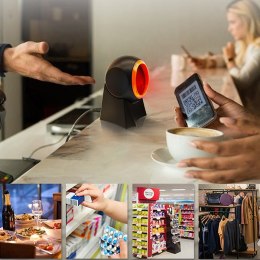 Qoltec Stacjonarny skaner czytnik kodów kreskowych i QR | 1D 2D | USB