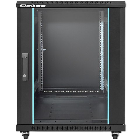 Qoltec Szafa RACK 19" | 15U | 600 x 855 x 600 | Hartowane drzwi | Stojąca | Nóżki + Kółka | Stalowa obudowa | Zamek