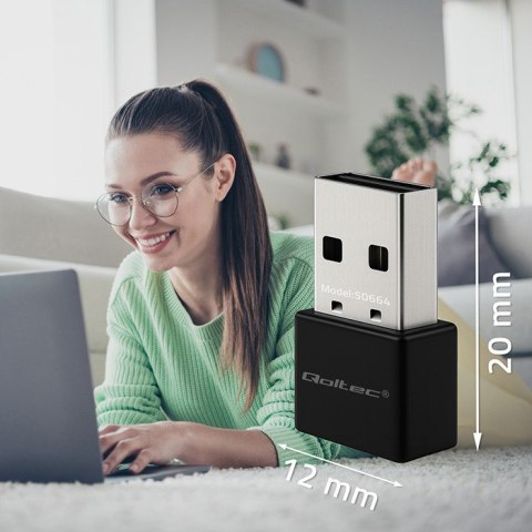 Qoltec Ultraszybki bezprzewodowy Mini Adapter USB Wi-Fi | standard AC | 650Mbps
