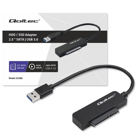 Qoltec Adapter SATA | Przejściówka na dysk SSD HDD 2.5" | USB 3.0 | Super speed 5Gb/s | 2TB | 19cm