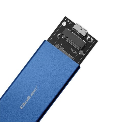 Qoltec Aluminiowa Obudowa | Kieszeń na dysk M.2 SSD | SATA | NGFF | USB 3.0 | Super speed 5Gb/s | 2TB | Niebieski