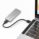 Qoltec Aluminiowa Obudowa | Kieszeń na dysk M.2 SSD | SATA | NGFF | USB 3.0 | Super speed 5Gb/s | 2TB | Srebrny
