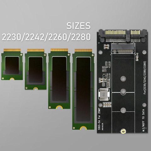 Qoltec Aluminiowy Adapter na dysk M.2 SSD | SATA NGFF do SATA III | 2TB | Super speed 6Gb/s | Czarny