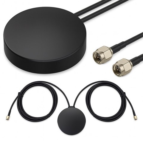 Qoltec Antena GPS + 4G, GLONASS dookólna | 28dBi | 50W | 2 x SMA męski | Zewnętrzna