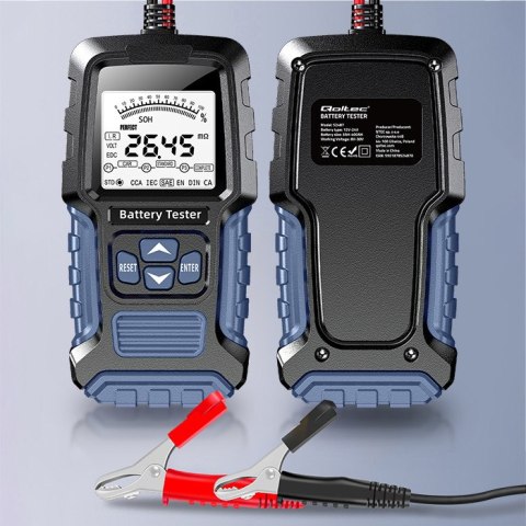 Qoltec Cyfrowy tester akumulatora z wyświetlaczem LCD | 12V | 24V | 3Ah-250Ah