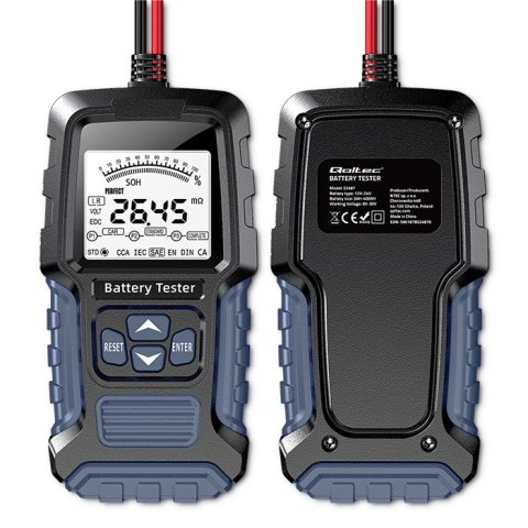 Qoltec Cyfrowy tester akumulatora z wyświetlaczem LCD | 12V | 24V | 3Ah-250Ah