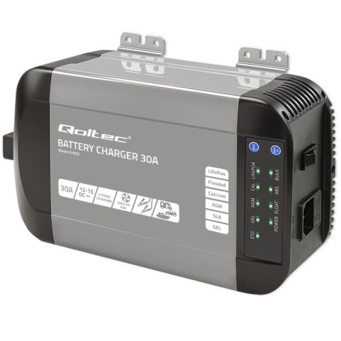 Qoltec Inteligentna profesjonalna ładowarka Monolith do akumulatorów LiFePO4 AGM GEL SLA | 30A | 12V