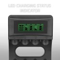 Qoltec Ładowarka do akumulatorków Ni-MH typu R03 AAA R6 AA | LCD | Kabel USB