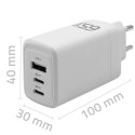 Qoltec Ładowarka sieciowa 65W GaN | 5-20V | 3-3.35A | 2 x USB-C PD | 1 x USB QC 3.0 | Laptop | Smartfon | Biała