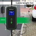 Qoltec Mobilna ładowarka do samochodu elektrycznego EV z regulacją 2w1 Typ2 | 11kW | LCD | 3 fazy | Przenośna | Wallbox | 5m