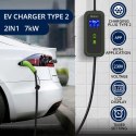 Qoltec Mobilna ładowarka do samochodu elektrycznego EV z regulacją 2w1 Typ2 | 7kW | 230V | Wi-fi| LCD | Przenośna | Wallbox | 5m