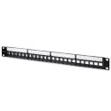 Qoltec Solidny stalowy Patch panel do szaf RACK 19'' | 24 porty | 1U | UTP | Czarny