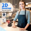 Qoltec Stacjonarny skaner czytnik kodów kreskowych i QR | 1D 2D | USB | Precyzyjny