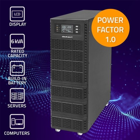 Qoltec Zasilacz awaryjny UPS | 6kVA | 6000W | Power Factor 1.0 | LCD | EPO | USB | On-line