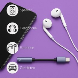 Qoltec Adapter przejściówka USB-C | Jack 3.5mm | 10cm | Aluminium