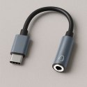 Qoltec Adapter przejściówka USB-C | Jack 3.5mm | 10cm | Aluminium