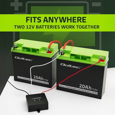Qoltec Balanser napięcia 24V do akumulatorów 2 x 12V | 5A | LiFePO4 AGM GEL