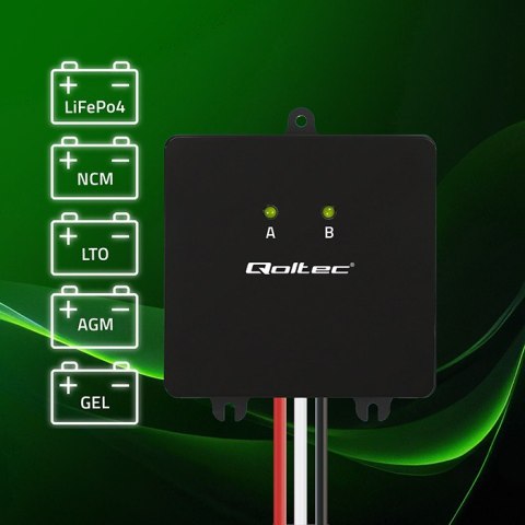Qoltec Balanser napięcia 24V do akumulatorów 2 x 12V | 5A | LiFePO4 AGM GEL