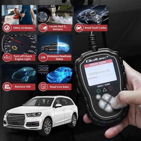 Qoltec Cyfrowy Tester diagnostyczny ProLine | OBD2 EOBD | Polskie MENU | 8V-25V | Dual System