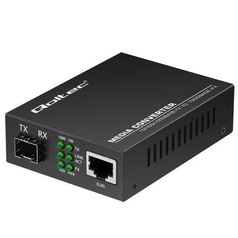 Qoltec Dwukierunkowy Media Konwerter SWITCH Ethernet 1x RJ45 1x SFP| 1000Mb/s | 5V