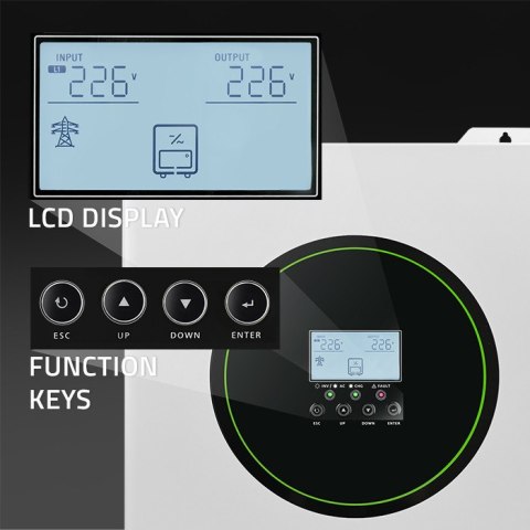 Qoltec Hybrydowy inwerter solarny Off-Grid 11000W | 160A | 48V | MPPT | BMS | Sinus | opcja Wi-Fi | Power Factor 1.0