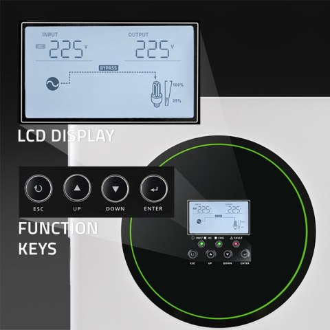 Qoltec Hybrydowy inwerter solarny Off-Grid 3500W | 100A | 24V | MPPT | BMS | opcja Wi-fi |Sinus | Power factor 1.0