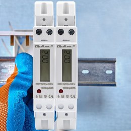 Qoltec Jednofazowy elektroniczny licznik | miernik zużycia energii na szynę DIN | 230V | 30A | LCD | 1P
