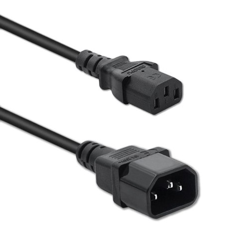 Qoltec Kabel zasilający do UPS | IEC C13/C14 | 3x0.75mm² | 1m