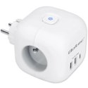 Qoltec Kostka zasilająca przedłużacz 6w1 z podświetlanym włącznikiem | 3x AC | 2x USB | 1x USB-C PD 20W | Biała