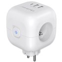 Qoltec Kostka zasilająca przedłużacz 6w1 z podświetlanym włącznikiem | 3x AC | 2x USB | 1x USB-C PD 20W | Biała
