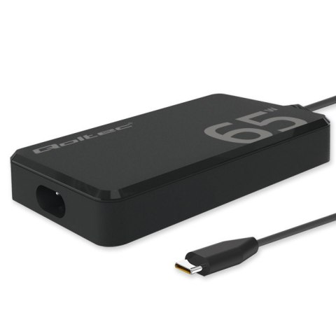 Qoltec Ładowarka sieciowa 65W GaN Super Fast SLIM | PD | 5-20V | 3.25A | USB-C 3.1 | Laptop | MacBook | Smartfon | + kabel