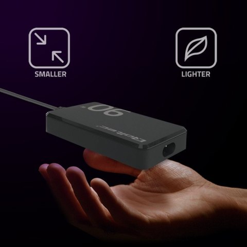 Qoltec Ładowarka sieciowa 90W GaN Super Fast SLIM | PD | 5-20V | 4.5A | USB-C 3.1 | Laptop | MacBook | Smartfon | + kabel