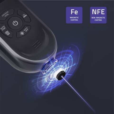 Qoltec Miernik grubości lakieru z podświetlanym bocznym wyświetlaczem LCD | 0 ~ 2000um