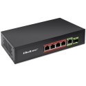 Qoltec Przełącznik sieciowy SWITCH FAST Ethernet PoE 4x RJ45 PoE 1x RJ45 Uplink 1x SFP | 65W | 1000 Mb