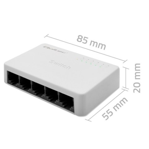 Qoltec SWITCH Przełącznik sieciowy 5 x port RJ45 | 100Mbps | Fast Ethernet | LAN