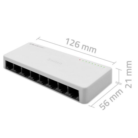 Qoltec SWITCH Przełącznik sieciowy 8 x port RJ45 | 100Mbps | Fast Ethernet | LAN